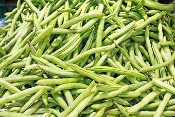 Image showing Many green beans (Phaseolus vulgaris L.) on a pile