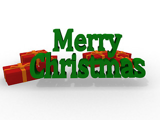 Image showing Red Merry Christmas 3D Lettering 