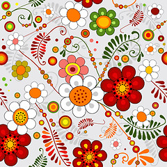 Image showing Grey seamless floral pattern
