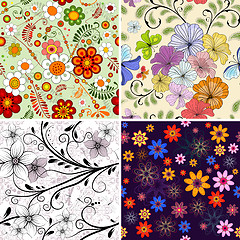 Image showing Set seamless floral pattern