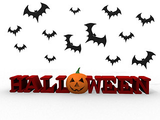 Image showing Halloween letters with pumpkin and bats