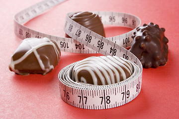 Image showing Some of chocolates and the measure