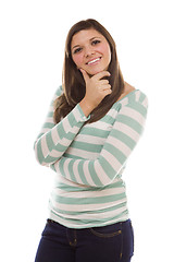 Image showing Pretty Smiling Ethnic Female Portrait on White