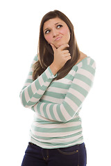 Image showing Contemplative Ethnic Female with Hand on Chin