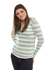 Image showing Pretty Smiling Ethnic Female Portrait on White