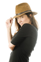 Image showing sexy lady with fedora hat 