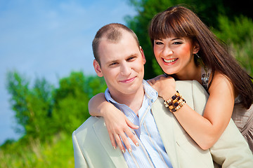 Image showing happy enamoured couple embracing