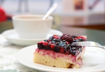 Image showing Berry Cake and Coffee