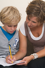 Image showing Doing homework with mother