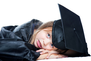 Image showing cute girl in black academic capand gown