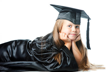 Image showing girl in black academic capand gown