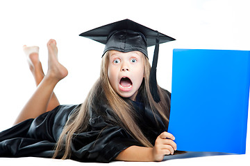 Image showing girl in black academic capand gown