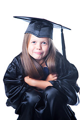 Image showing girl in black academic capand gown