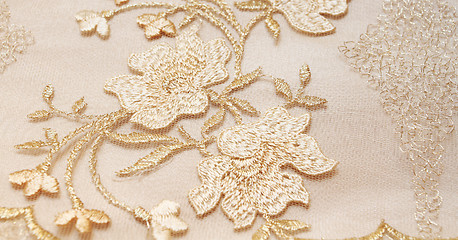 Image showing Golden textile wedding background