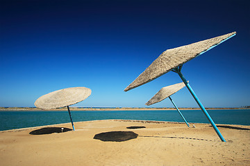 Image showing Wicker Beach Umbrella