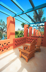 Image showing tropical balcony with sea view