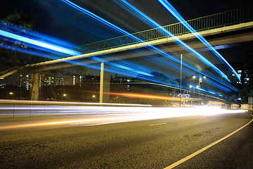 Image showing traffic downtown at night