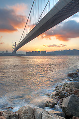 Image showing bridge at sunset moment