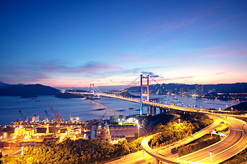 Image showing highway bridge at night 