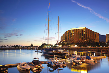 Image showing large yachts in the golden coast at night 