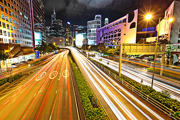 Image showing Modern urban at night in Hong Kong