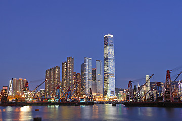 Image showing Hong Kong harbour with working ship