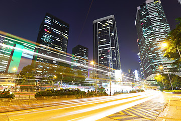 Image showing Traffic through the city at night