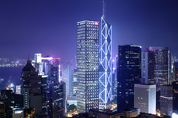 Image showing office building at night in hong kong