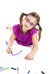 Image showing Girl making drawings