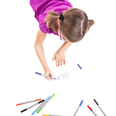 Image showing Girl making drawings