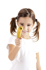 Image showing Girl shoot with a banana