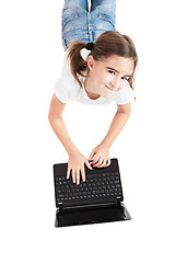 Image showing Little student girl with a laptop