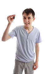 Image showing Teenager holding car key