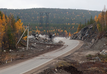 Image showing Blasting on the road