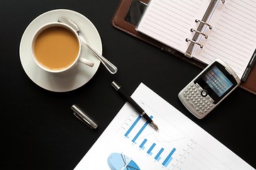 Image showing coffee and financial data