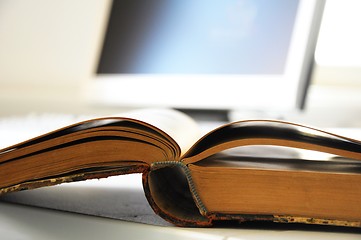 Image showing books and computer