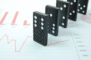 Image showing risky domino over a financial business chart