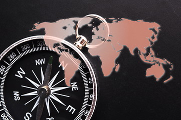 Image showing compass and world map