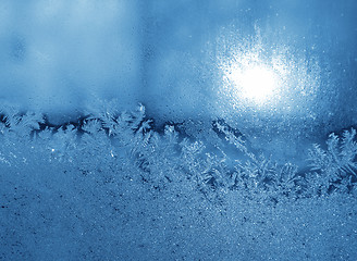 Image showing frosty natural pattern and sun