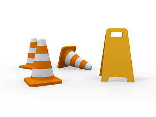 Image showing 3d illustration of traffic cone knock over on white background 