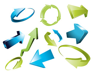 Image showing 3d arrows, 3d arrow sketchy design elements set 