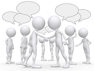 Image showing abstract business people figures with speech bubbles 