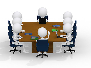 Image showing business group meeting portrait - eight business people working 