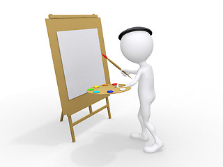 Image showing 3d man painting on canvas