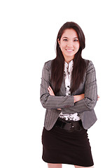 Image showing smiling business woman, isolated over white background 