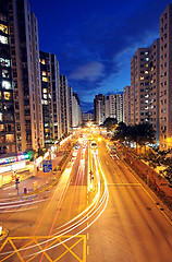 Image showing Modern Urban City with Freeway Traffic at Night, hong kong
