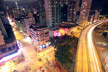 Image showing Hong Kong downtown at night 