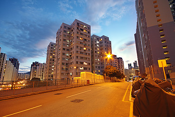 Image showing modern urban city at night with freeway traffic