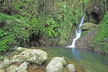 Image showing Close-up of a beautiful relaxing waterfall 