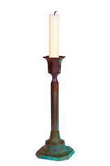 Image showing Candle in the old candlestick